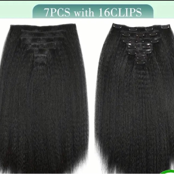 7 Piece Yaki Straight Clip In Hair Extensions - Picture 6 of 10